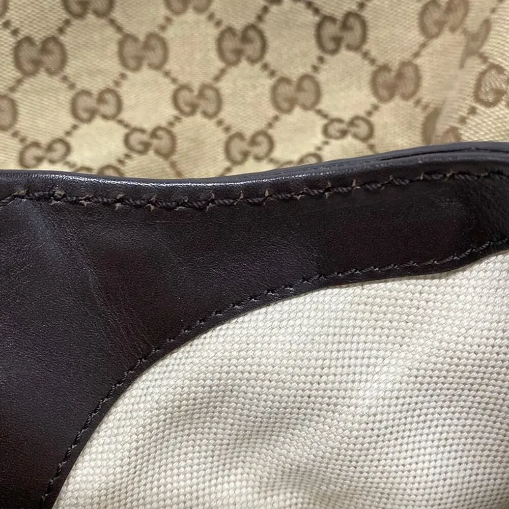 Gucci Sukey, GG Pattern Tote Bag 211944 Beige Dark Brown Jacquard Leather